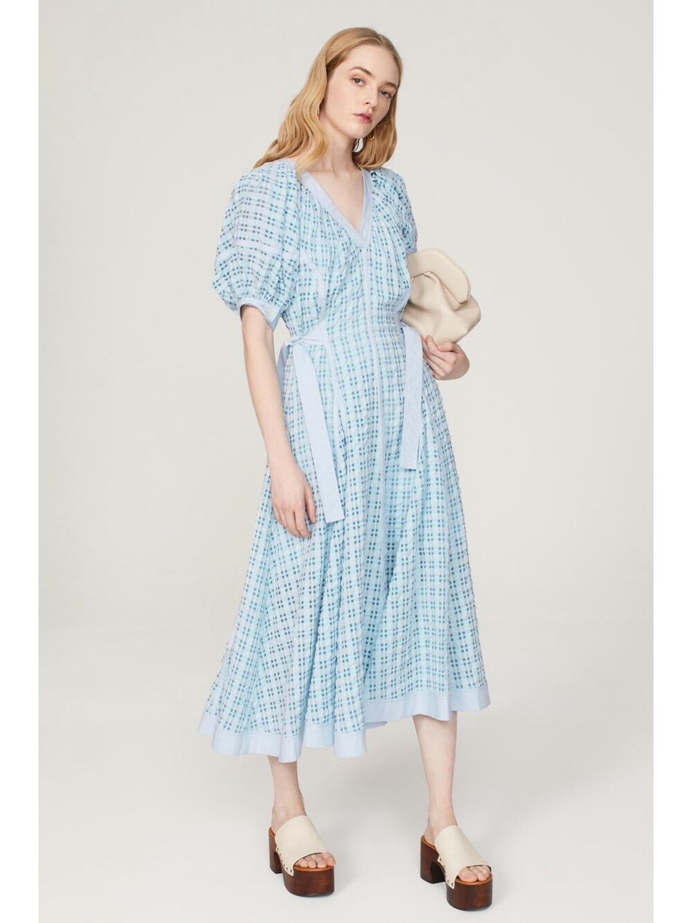 3.1 Phillip Lim Cottagecore Blue Taffeta Midi Dress Women’s 12